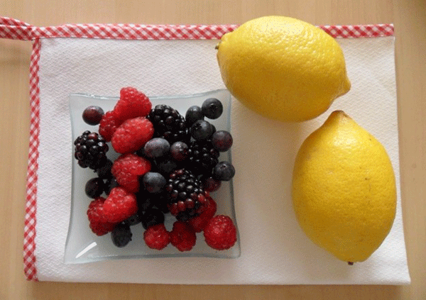 Crema de limón con frutas rojas